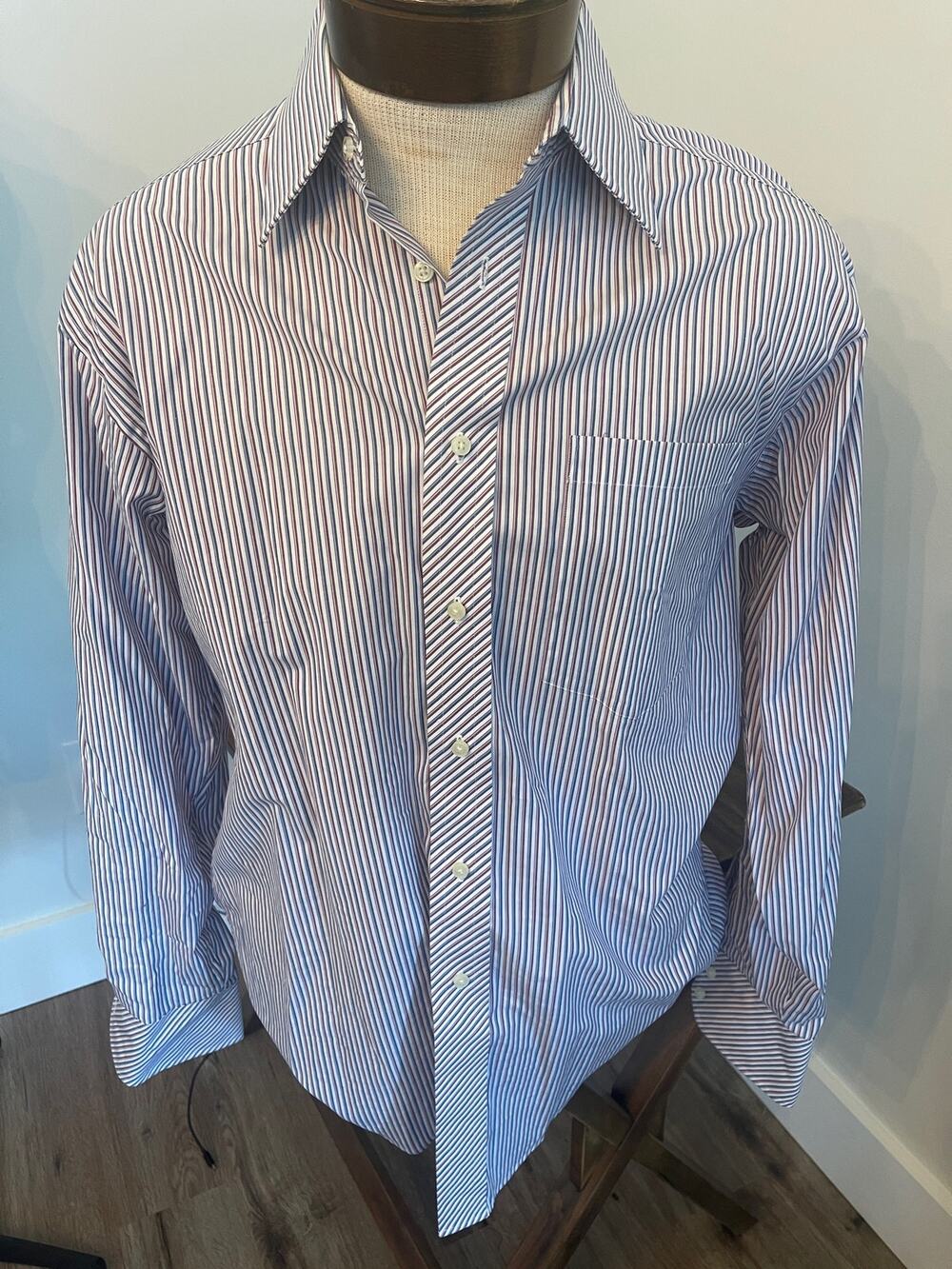 Ted Baker London Multicolor Striped 100% Cotton Dress Shirt Size 15 1/2 34-35
